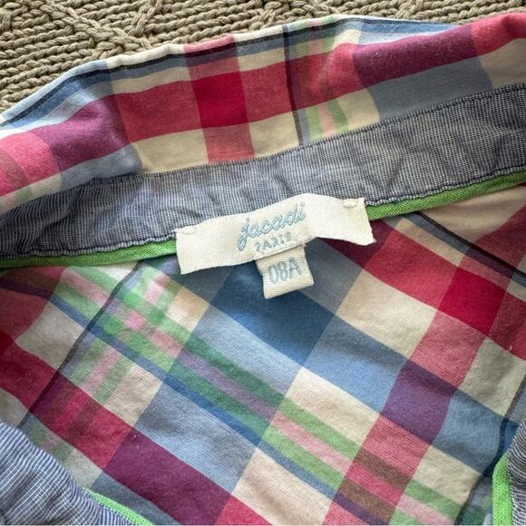 Jacadi Plaid Kids Button Down Shirt - Blue, Pink, Green ~ 7/8 - Picture 4 of 9